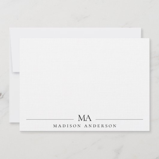Minimalistisch Linnen Monogram Modern Professionee Notitiekaartje (Voorkant)