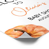Minimalistisch Little Pumpkin Baby shower Welkom Poster (Hoek)