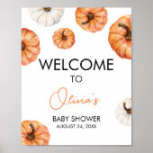 Minimalistisch Little Pumpkin Baby shower Welkom Poster (Voorkant)