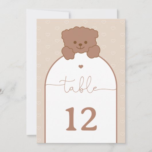 Minimalistisch Little Teddy Bear tafelnummer (Voorkant)