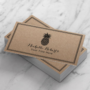 Minimalistisch Logo anananas Rustic Kraft Visitekaartje