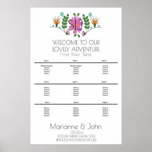 Minimalistisch Logo met een Floral Pink Wedding Se Poster (Voorkant)