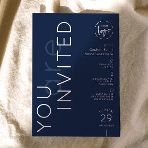Minimalistisch Logo Navy Galadiner Zakelijke Evene Kaart