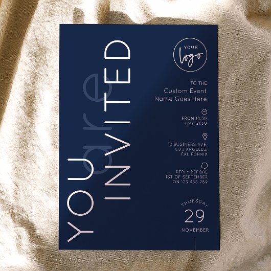 Minimalistisch Logo Navy Galadiner Zakelijke Evene Kaart