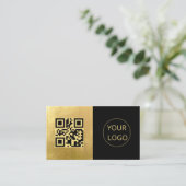 Minimalistisch Logo QR code gouden folie Visitekaa Visitekaartje (Staand voorkant)