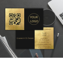 Minimalistisch Logo QR code gouden folie Visitekaa