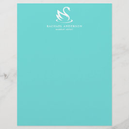 Minimalistisch Logo Swan op Robin Egg Blue