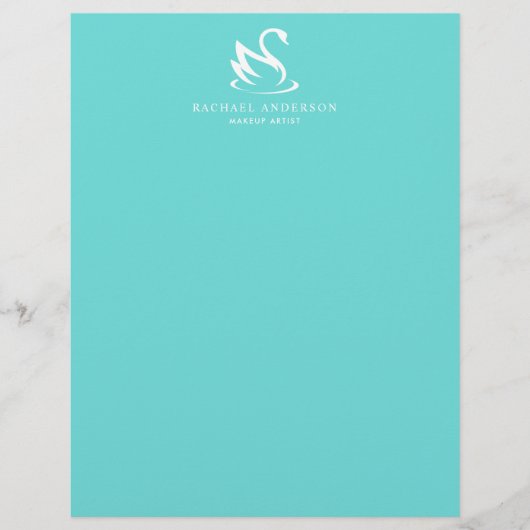 Minimalistisch Logo Swan op Robin Egg Blue (Voorkant)