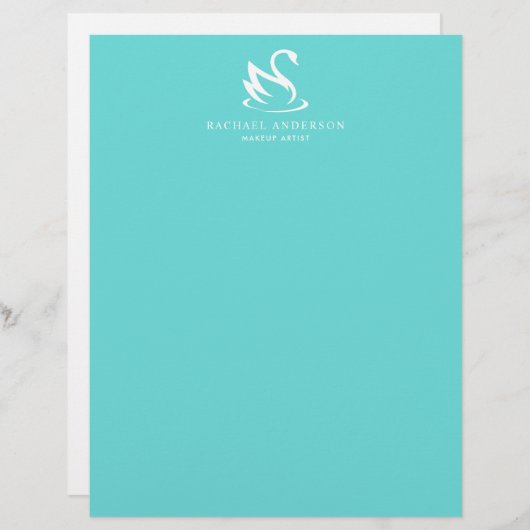 Minimalistisch Logo Swan op Robin Egg Blue (Voorkant / Achterkant)