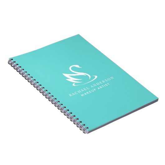 Minimalistisch Logo Swan op Robin Egg Blue Notitieboek (Rechterzijde)