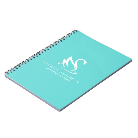 Minimalistisch Logo Swan op Robin Egg Blue Notitieboek (Linkerzijde)
