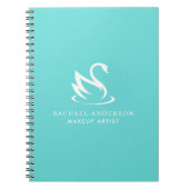 Minimalistisch Logo Swan op Robin Egg Blue Notitieboek (Voorkant)