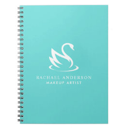 Minimalistisch Logo Swan op Robin Egg Blue Notitieboek