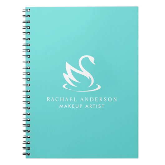 Minimalistisch Logo Swan op Robin Egg Blue Notitieboek (Voorkant)