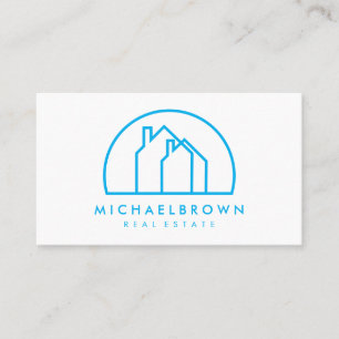 Minimalistisch logo twee huizen halve cirkel visitekaartje