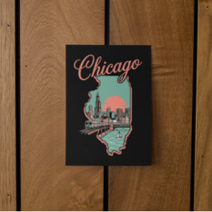 Minimalistisch logo van Chicago Illinois stad Briefkaart