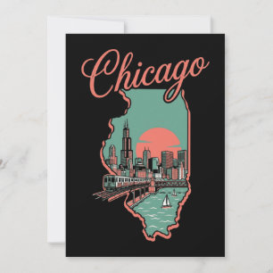 Minimalistisch logo van Chicago Illinois stad Kaart