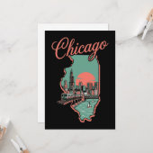 Minimalistisch logo van Chicago Illinois stad Kaart (Voorkant / Achterkant in situ)