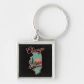 Minimalistisch logo van Chicago Illinois stad Sleutelhanger (Voorkant)