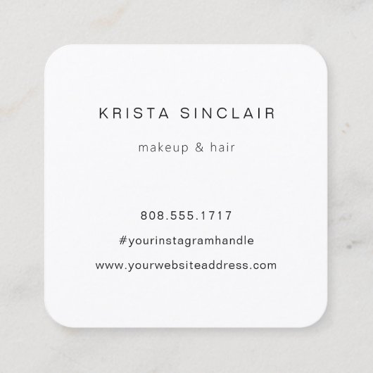 Minimalistisch Logo van de Feminine Floral Line Vierkante Visitekaartje (Achterkant)