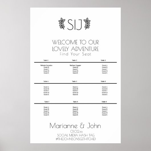 Minimalistisch Logo van de Wreath Orna Wedding Poster (Voorkant)