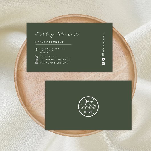 Minimalistisch Logo voor groene bosmerken Visitekaartje