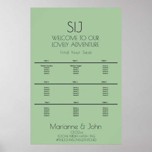 Minimalistisch Logo voor groene bruiloft Poster (Voorkant)