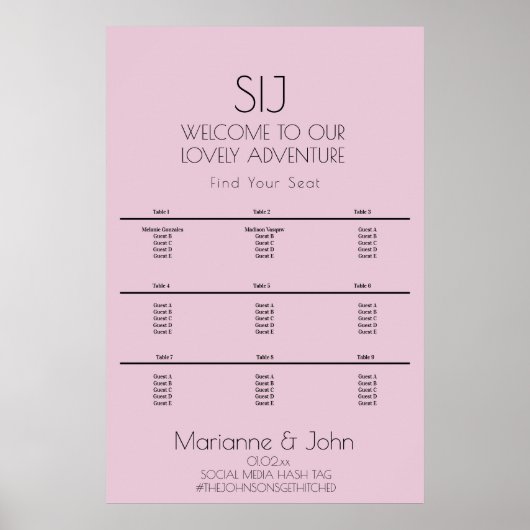Minimalistisch Logo voor Violet Pink Wedding Poster (Voorkant)