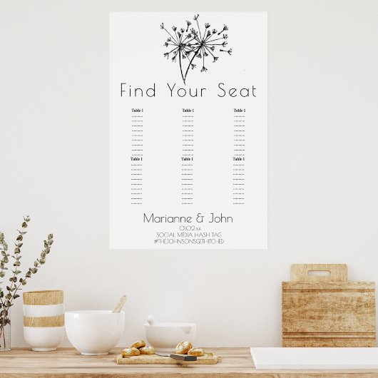 Minimalistisch Logo-weddenschapskaartje in Dandeli Poster (Keuken)