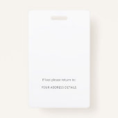 Minimalistisch Logo White voor foto-ID-naam werkne Badge (Achterkant)
