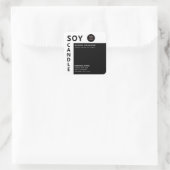 Minimalistisch logo zwart wit soja kaars vierkante sticker (Tas)