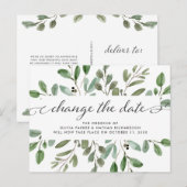 Minimalistisch Loofwerk | Trouwdatum Aanpassen Aankondigingskaart (Voorkant / Achterkant)