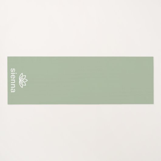Minimalistisch Lotus Flower Sage Green Yogamat (Achterkant (horizontaal))