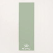 Minimalistisch Lotus Flower Sage Green Yogamat (Achterkant)