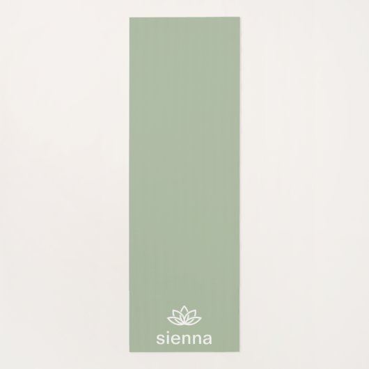 Minimalistisch Lotus Flower Sage Green Yogamat (Achterkant)