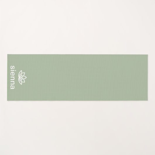 Minimalistisch Lotus Flower Sage Green Yogamat (Voorkant (horizontaal))
