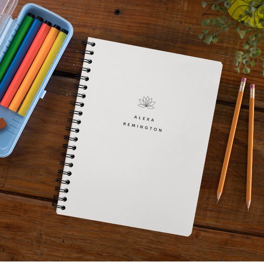 Minimalistisch lotusmonogram notitieboek