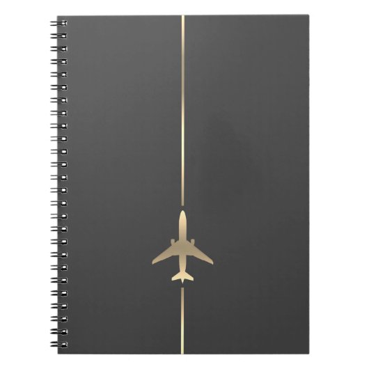 Minimalistisch Luchtvaart Goud Vliegtuig Notitieboek (Voorkant)