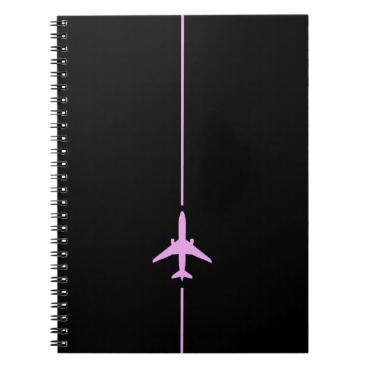 Minimalistisch luchtvaart roze vliegtuig notitieboek (Voorkant)