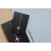 Minimalistisch luchtvaart roze vliegtuig notitieboek