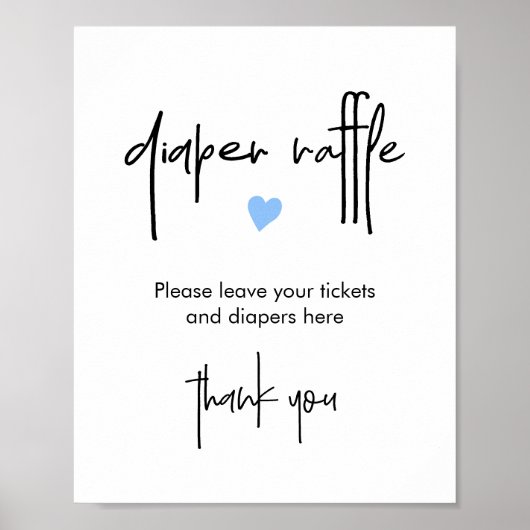 Minimalistisch luier Raffle Teken Jongen Baby show Poster (Voorkant)