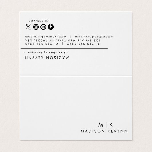 Minimalistisch luxe boetiek ivoor Visitekaartje (Buitenkant ongevouwen)