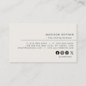 Minimalistisch luxe boetiek ivoor Visitekaartje (Achterkant)