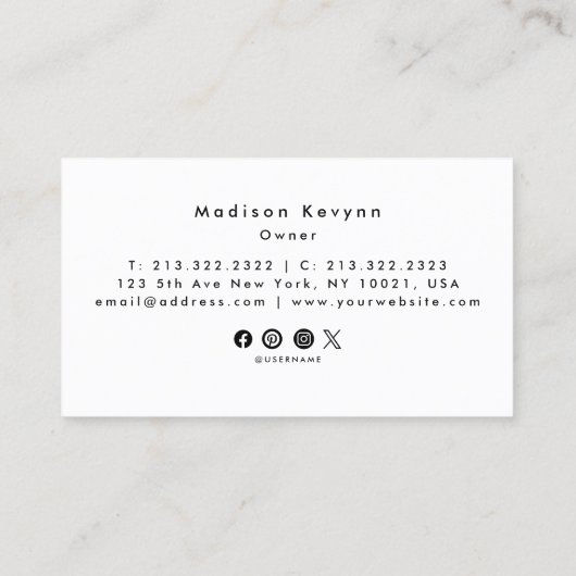 Minimalistisch luxe boetiek ivoor Visitekaartje (Achterkant)