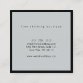 Minimalistisch Luxe Boutique Black/Grey Vierkante Visitekaartje (Achterkant)