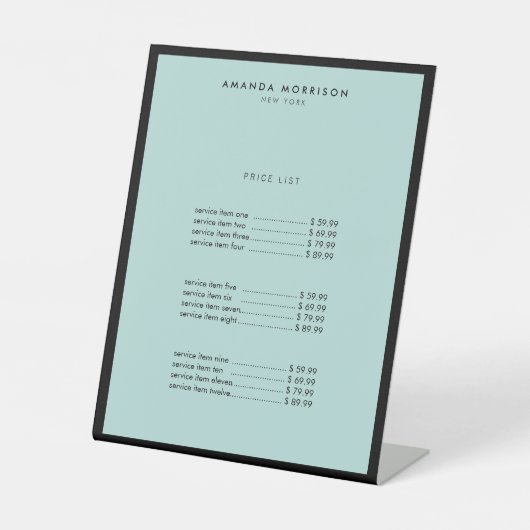 Minimalistisch Luxe Boutique Black/Mint Reclamebord Met Voetstuk (Voorkant)