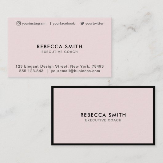 Minimalistisch Luxe Boutique Black/Pastel Roze Visitekaartje (Voorkant / Achterkant)