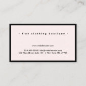 Minimalistisch Luxe Boutique Black/Pastel Roze Visitekaartje (Achterkant)