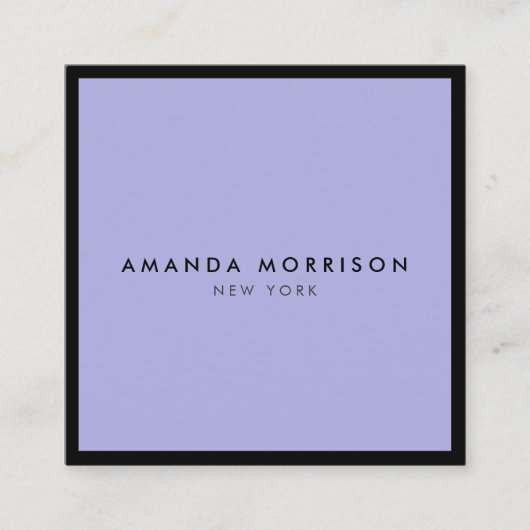 Minimalistisch Luxe Boutique Black/Periwinkle Vierkante Visitekaartje (Voorkant)