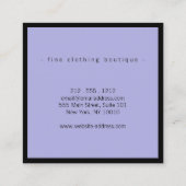 Minimalistisch Luxe Boutique Black/Periwinkle Vierkante Visitekaartje (Achterkant)